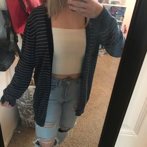 Oversized Striped Boyfriend Cardigan